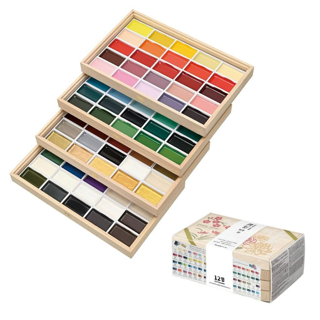 

kuretake Gansai Tambi Watercolors, Anniversary Wood Box Set, 100 Colors