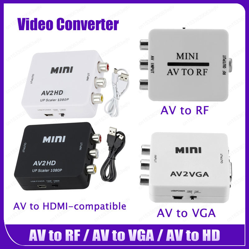 AV To RF Video Converter AV to VGA AV to HDMI-compatible Multifunctional HD Video Adapter Support RF