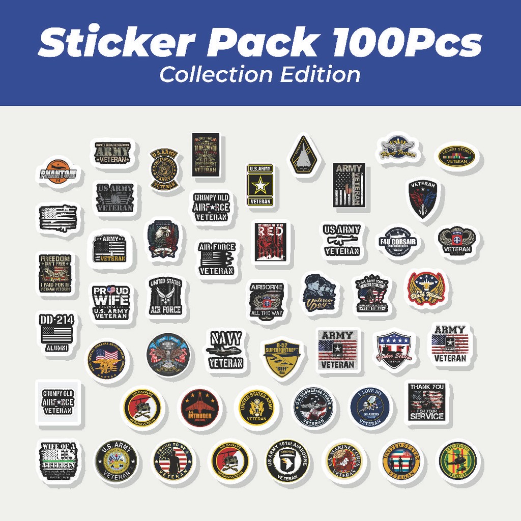 

Hot Stiker US Veteran Lucu Anti Air Stikers Berperekat Waterproof Sticker Decal Buat Motor Helm Buku Journal Koper Casing HP Laptop Botol Minum