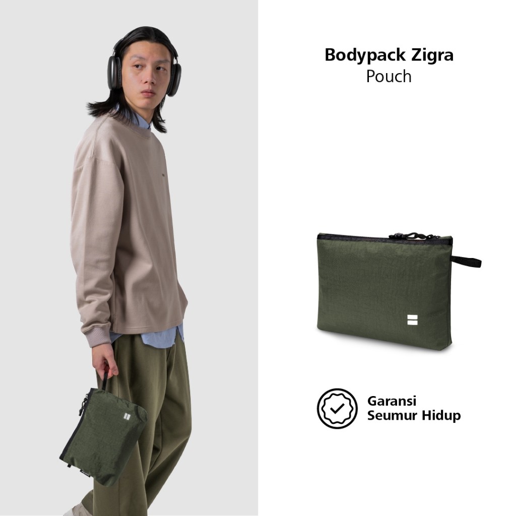 MUT_SHOP Bodypack Zigra Dopp Kit Handbag Tas Tangan Multifungsi Ringan dan Kuat - Olive