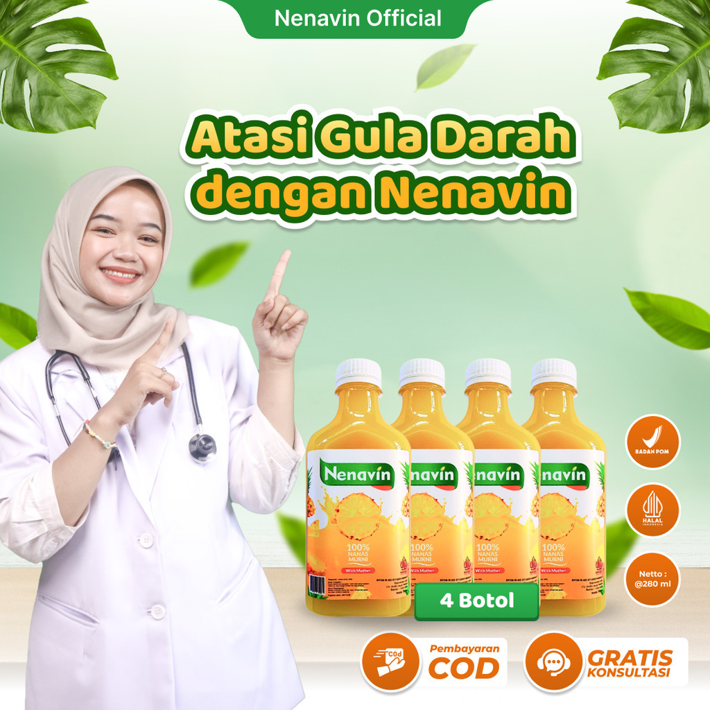 

Nenavin Cuka Nanas Asli 4 Botol Solusi Atasi Gula Darah Tinggi BPOM