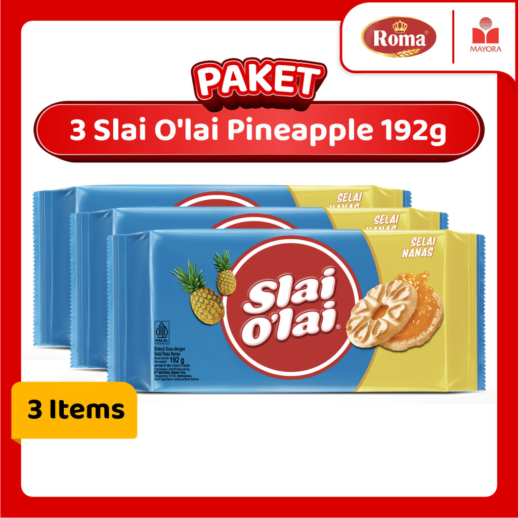 

Paket 3 Roma Slai O'lai Pineapple 192 Gram