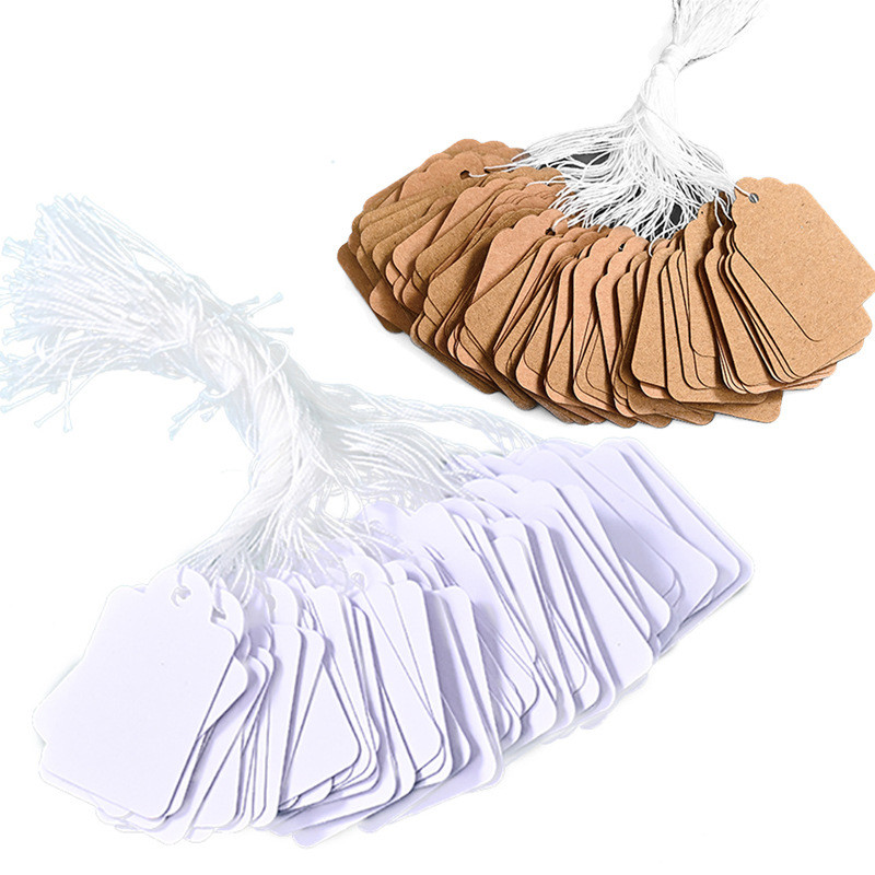 

100pcs Handmade Price Tags Kraft Paper Labels Garment Tags Paper Cards Hang Tags for Handmade Items Merchandise Jewelry Labels