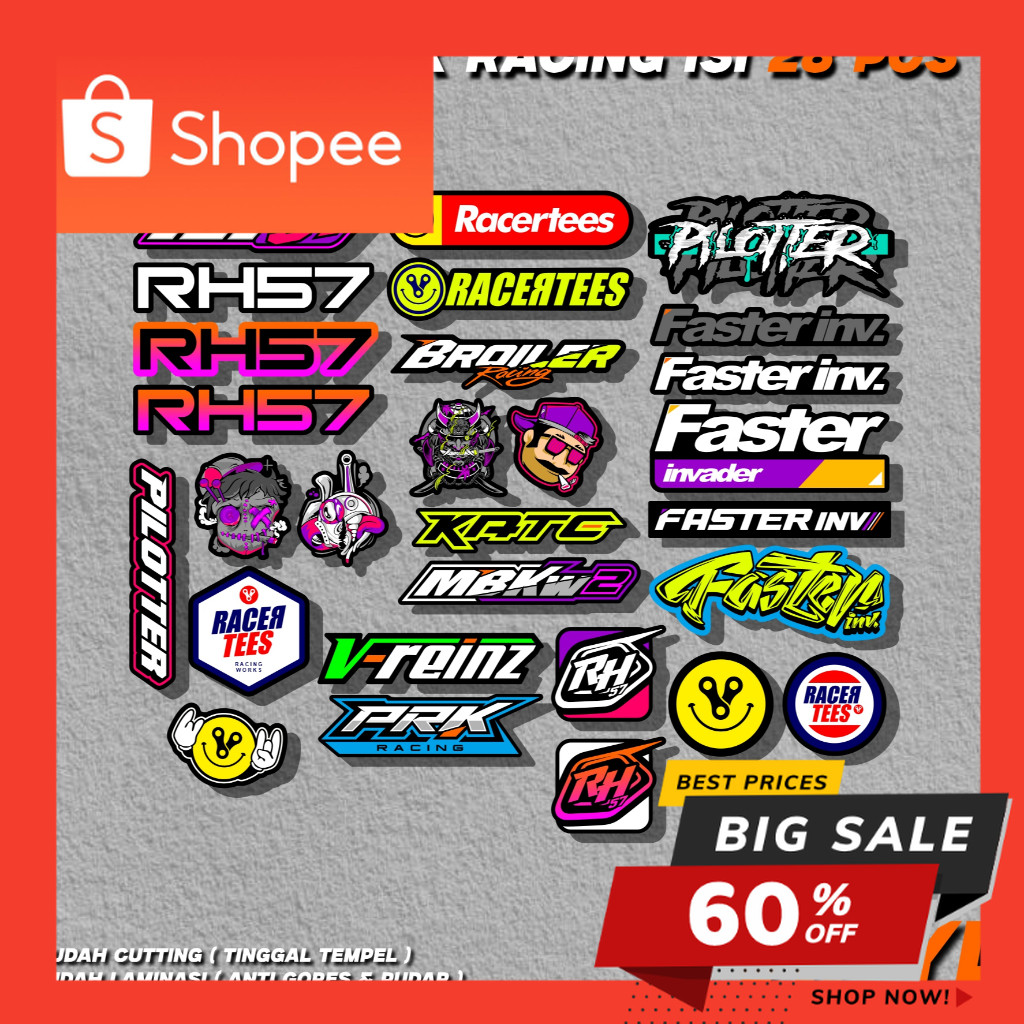 

28 Lembar Sticker Sponsor Racing / Sticker Sponsor / Sticker Motor / Sticker pack / Sticker Kecil2 cocok buat Motor Mobil Hp Laptop Helm Hologram Pelangi Vinyl Putih SPACK28