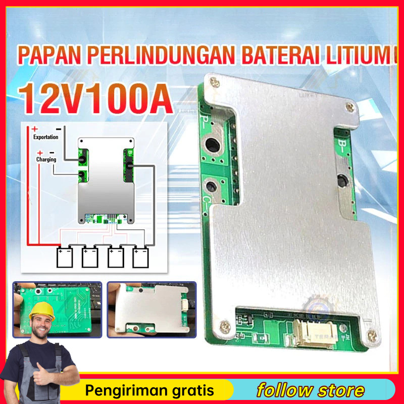 （Diskon toko baru）BMS 4S 100A 12V Lifepo4 3.2V Common Port BMS 100A BMS100A