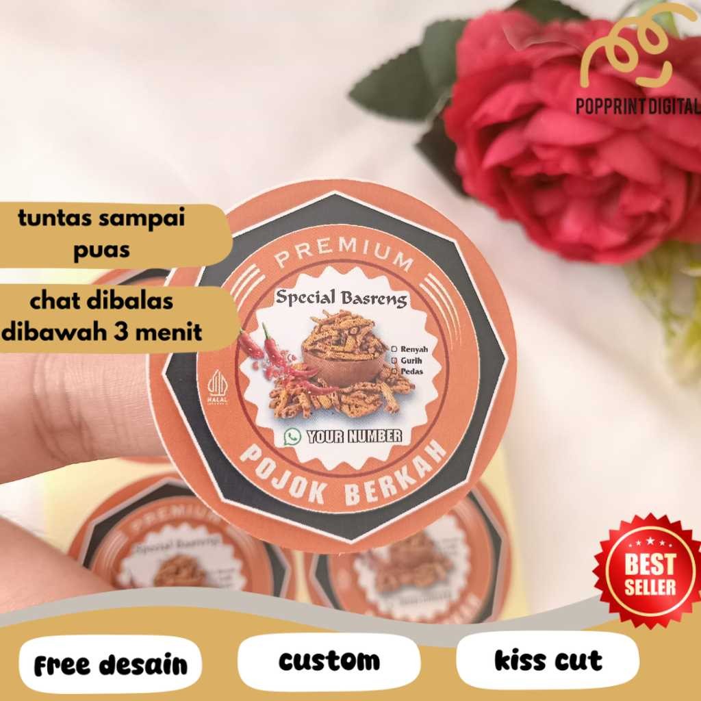 

PpD Cetak Stiker Makanan Basreng Pedas Sticker Cemilan Baso Goreng Free Desain Label Custom