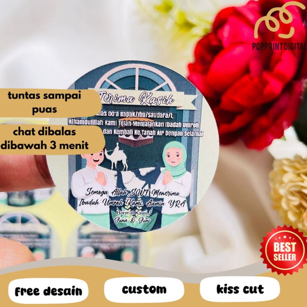 

PpD 5-8 Stiker Gift Umroh Chromo Bulat Sticker Label Souvenir Naik Haji Free Desain Uk.Sedang