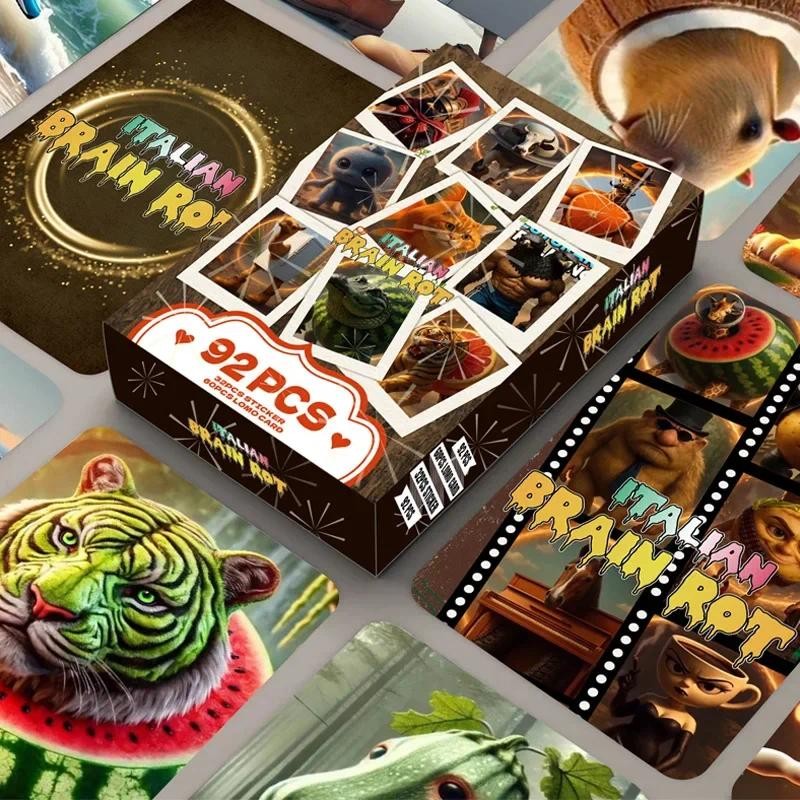 

92pcs Tralalero Tralala Cards Anime Italian Brainrot Game Card Tungtung Sahur Photo Collection Kids Party Cosplay Classic Toys