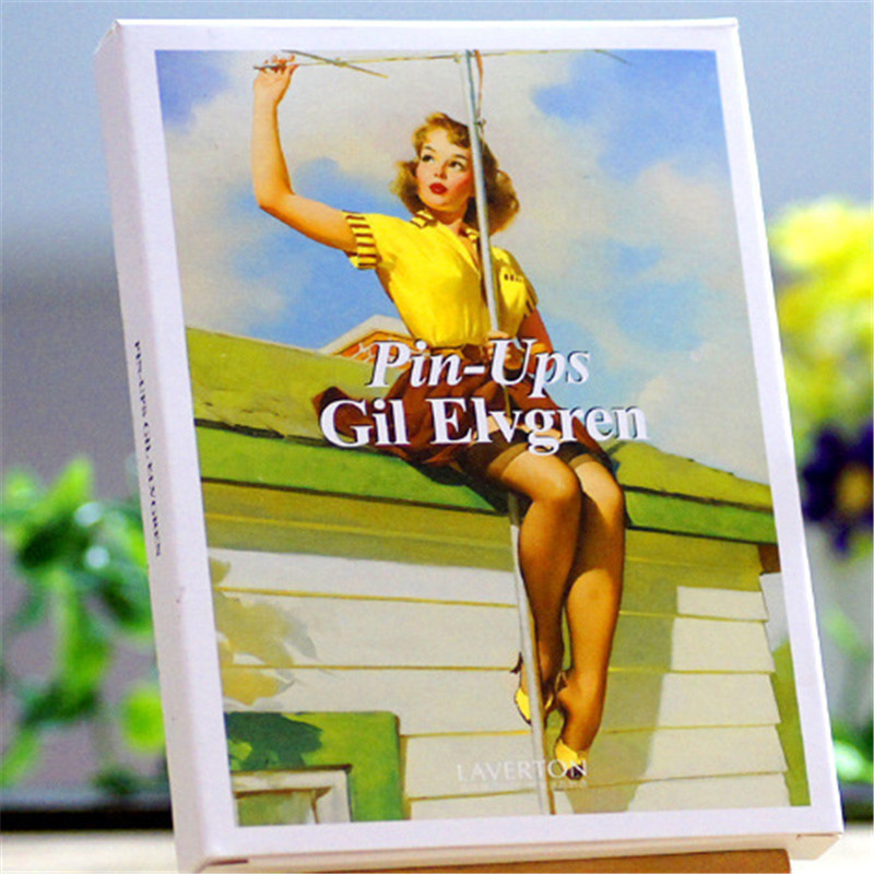 

60 sheets/lot "Gil Elvgren greeting cards set"vingate Hand painted postcards /gift birthday post cards /commemorate Message card