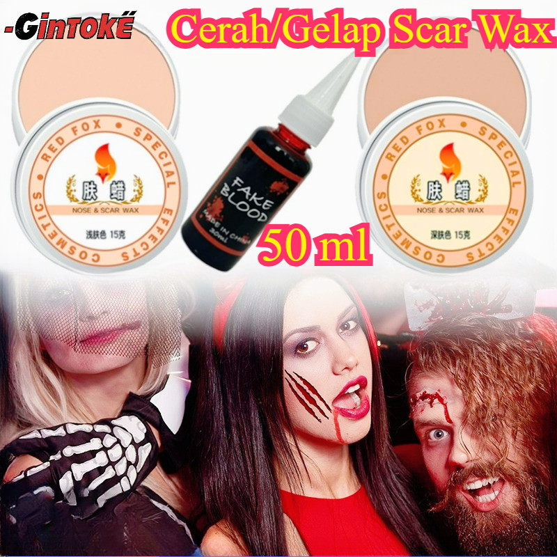 50ML/15g Luka Palsu/ Scar Wax Makeup/ Fake Blood Cairan/ Darah Palsu/ Halloween Skin Wax Makeup/skin
