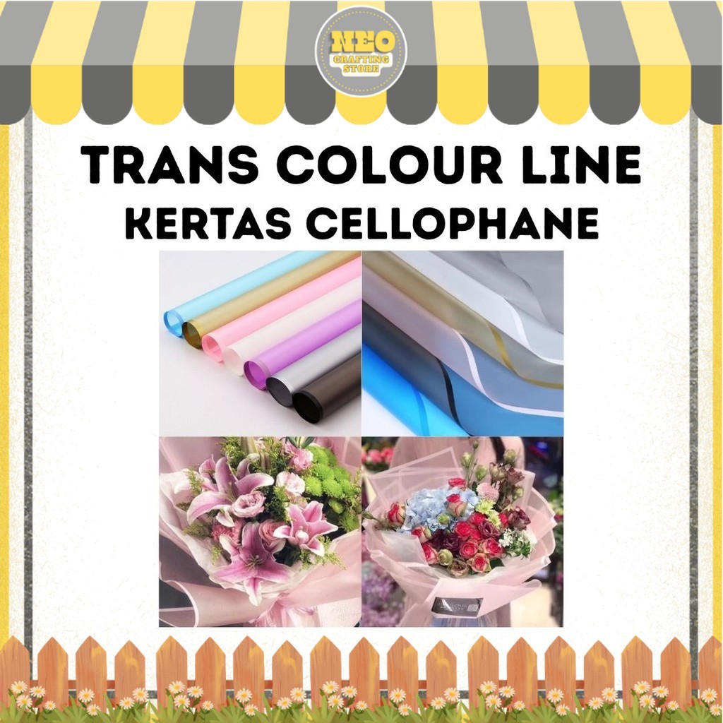 

(20 LEMBAR) Kertas Cellophane Buket Bunga - TRANSPARAN COLOUR LINE - Flower Wrapping Paper
