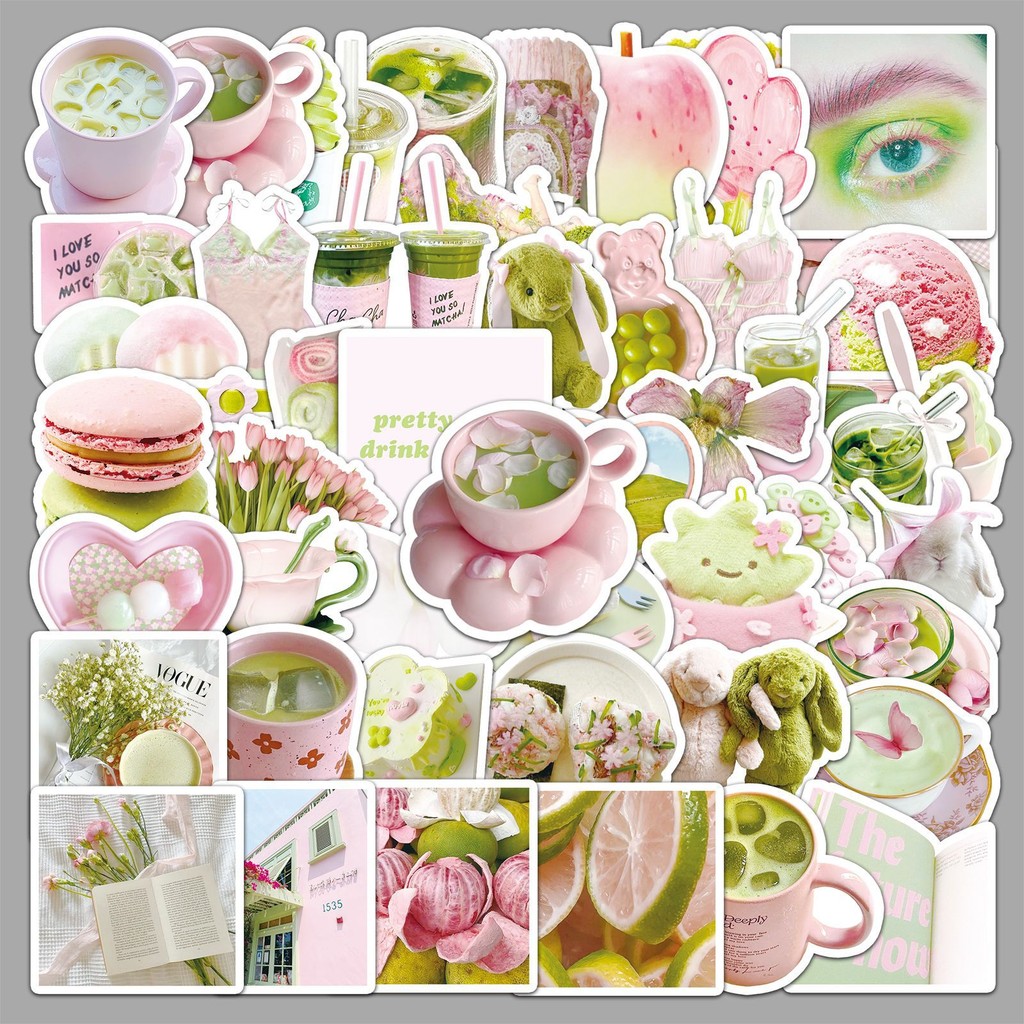 

51PCS Green INS Style Stickers Small Fresh Beautiful Decorative DIY Notebook Desktop Art Batch Wholesale Office kids Toy Sticker