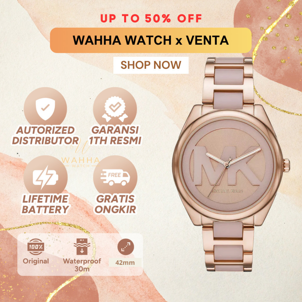 Jam Tangan Wanita  MK7135 Ladies Watch Janelle Rose Gold [BERGARANSI]