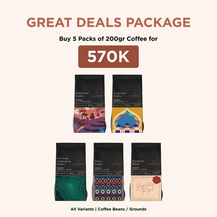 

5 Pack of Coffee Beans / Ground - Aceh Gayo, BEANS / BIJI