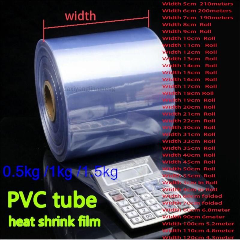 

0.5-1.5kg PVC Heat Shrinkable Continue Pipe Clear Film DIY HOT Shrink Wrap Packaging Tube Plastic Pack Box Bottle Jar GIFTS JOY