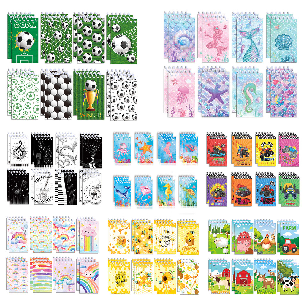 

16pcs Football Mermaid Animals Mini Spiral Pocket Notebooks Memo Pad Coil Booklet Notepads For Kids Gifts Party School Diaries