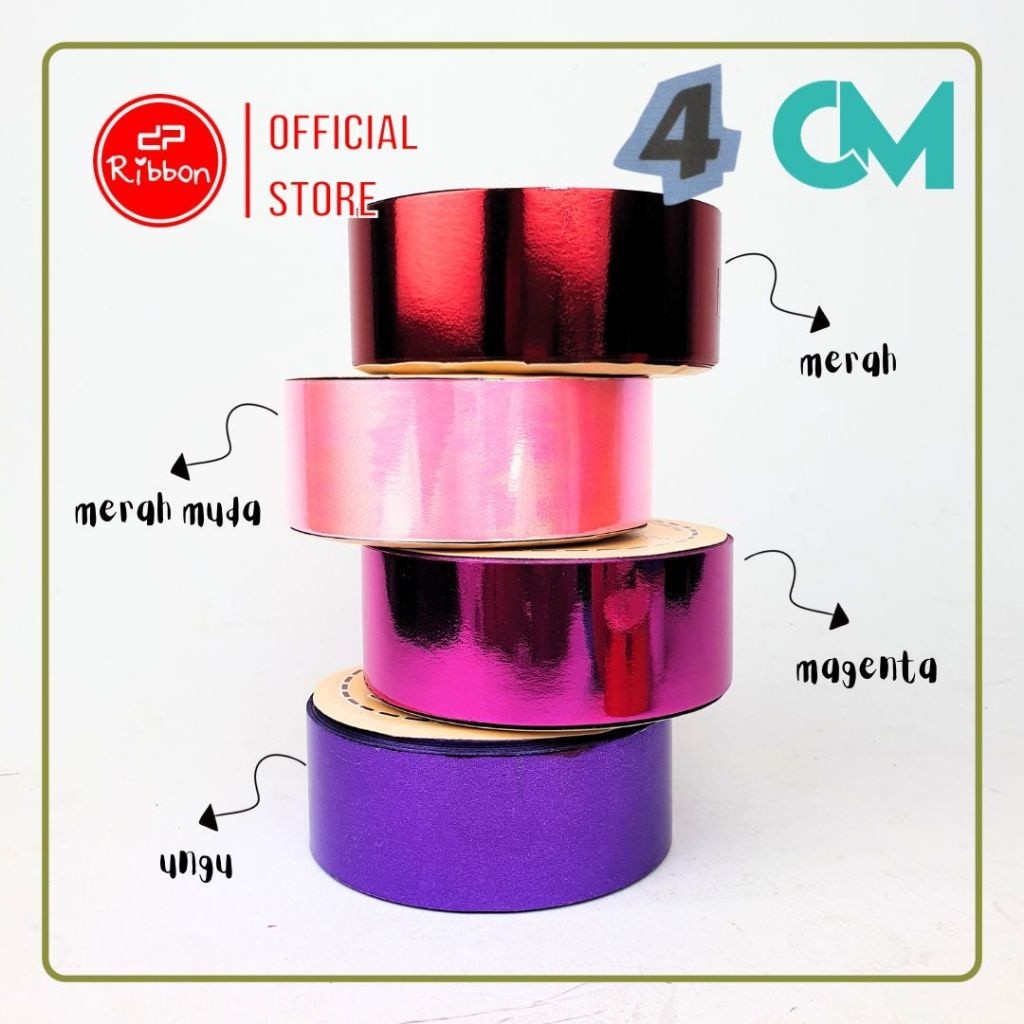 

1 Roll Pita Kado Besar 1.5" Plastik METALIK POLOS 4cm Pita Jepang 4 cm Kertas 38mm