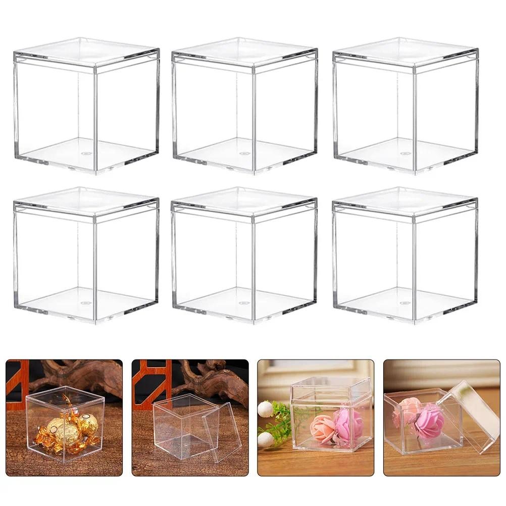 

12pcs Acrylic Candy Box Goodie Bags Clear Chocolate Plastic Wedding Party Favor Packing Box Pastry Container Jewelry Storage