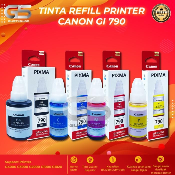 

1 Set 4 Pcs Tinta Canon GI-790 Untuk Printer G1000 G1010 G2000 G2010 G3000 G3010 G4000 Cetak Tajam Warna Cerah Irit Seharian