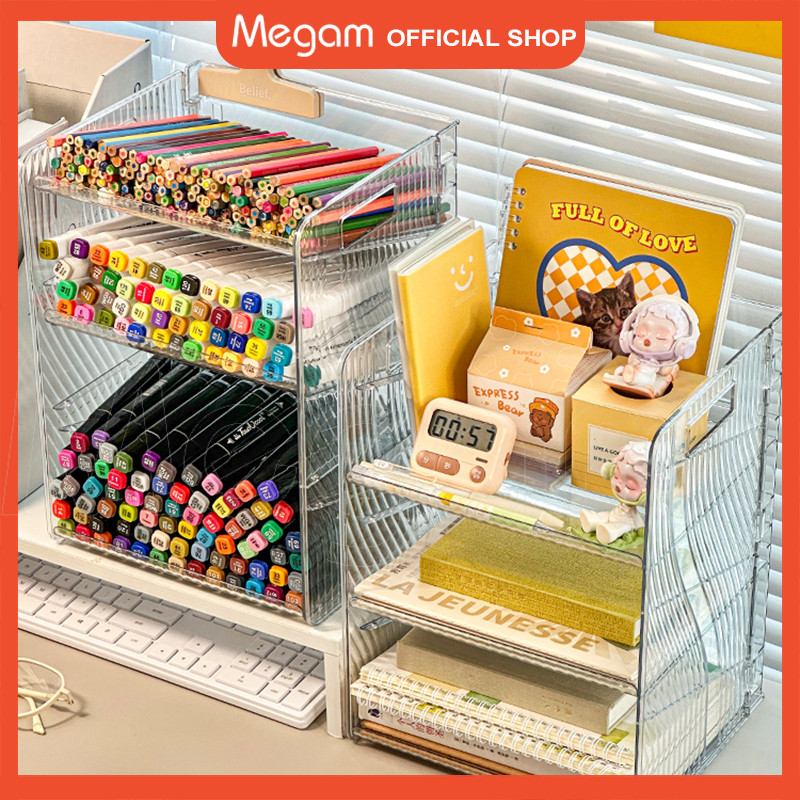 

Megam Rak Meja Penyimpanan Buku Pulpen Spidol Desktop Organizer Akrilik Transparan HSB726