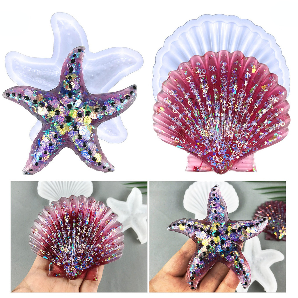 

Starfish Shell Ornaments Silicone Mold Ocean Marine Seashell Resin Casting Mold Epoxy Resin Clay Pendant Decorative Making