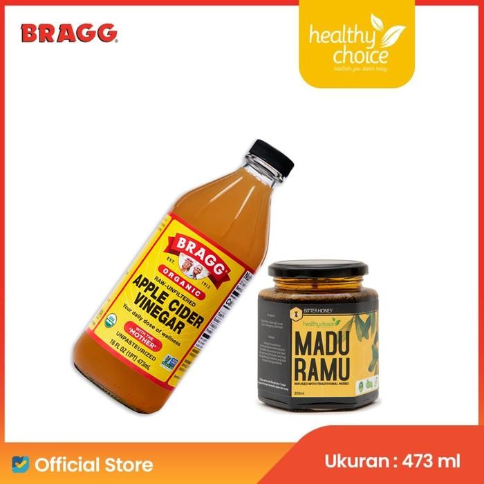 

Bundling Bragg Organic Apple Cider Vinegar 473ml Madu Ramu hitam 350ml