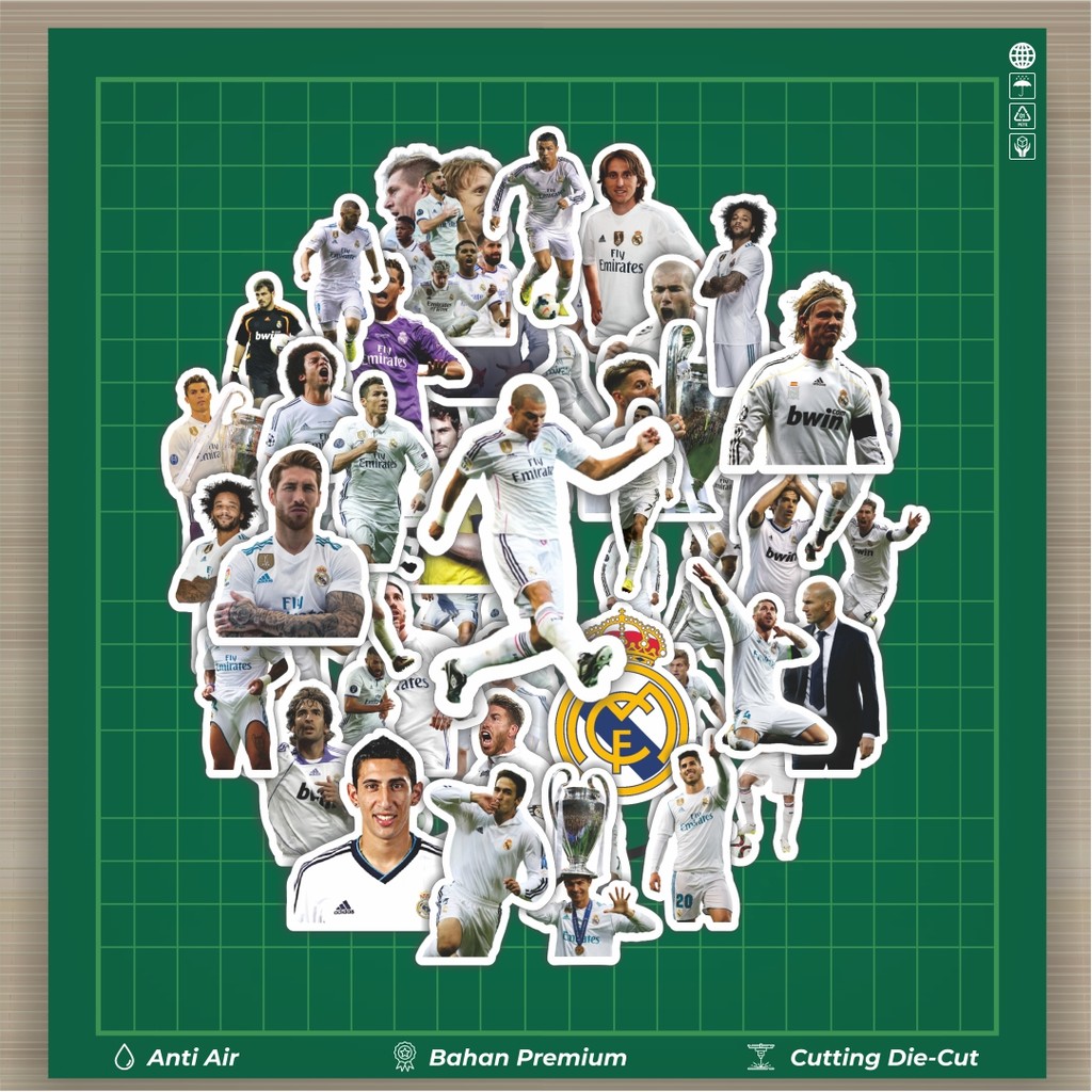 

HOT 50 PCS STIKER Stiker Football Series Real Madrid FC Stiker Fashion Cars Decal Dingin Kartu Album Custom Vinyl Anti Air- Sticker Aesthetic Buku Journal Koper Casing HP Tablet Laptop Helm Motor Botol Minum