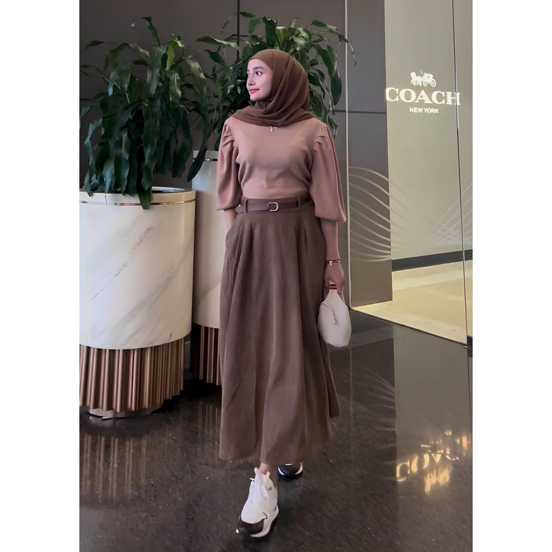 rok codorai bkk free belt import premium | rok wanita panjang corduroy