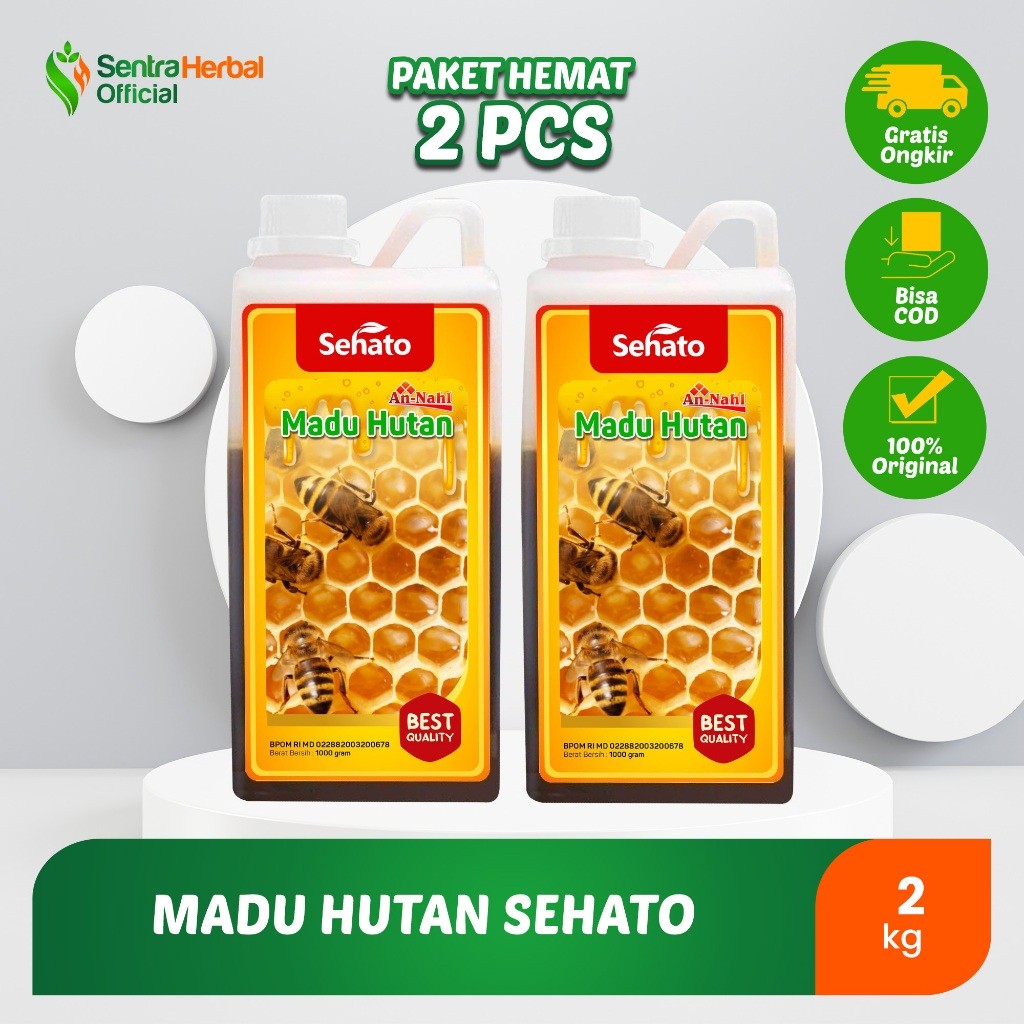 

Sehato - Paket 2 pcs Madu An Nahl Hutan Sehato Madu Asli isi 1 kg