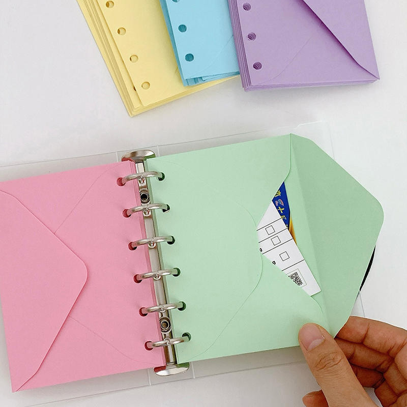 

5pcs A7 Colorful Binder Accessories Removable Notebook Storage bag paper bag Core 6-hole Cash Budget PP Bag Office Stationery