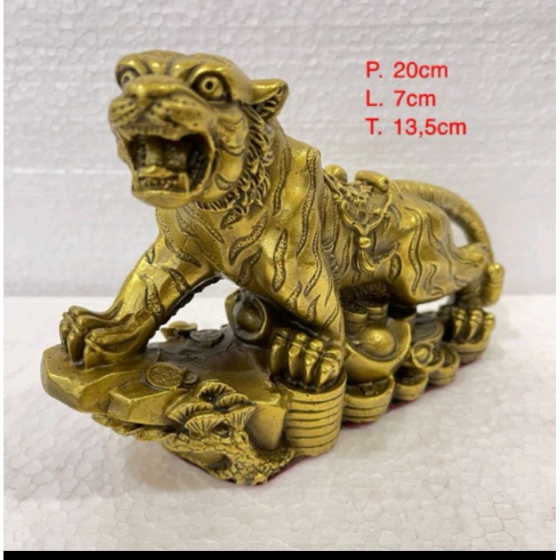 patung dewa macan/ harimau - kuningan - 8inch