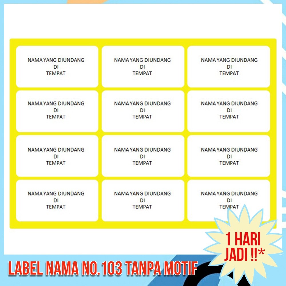 

Cetak / Print Sticker Label Nama Undangan / Label 103 Isi 120Pcs