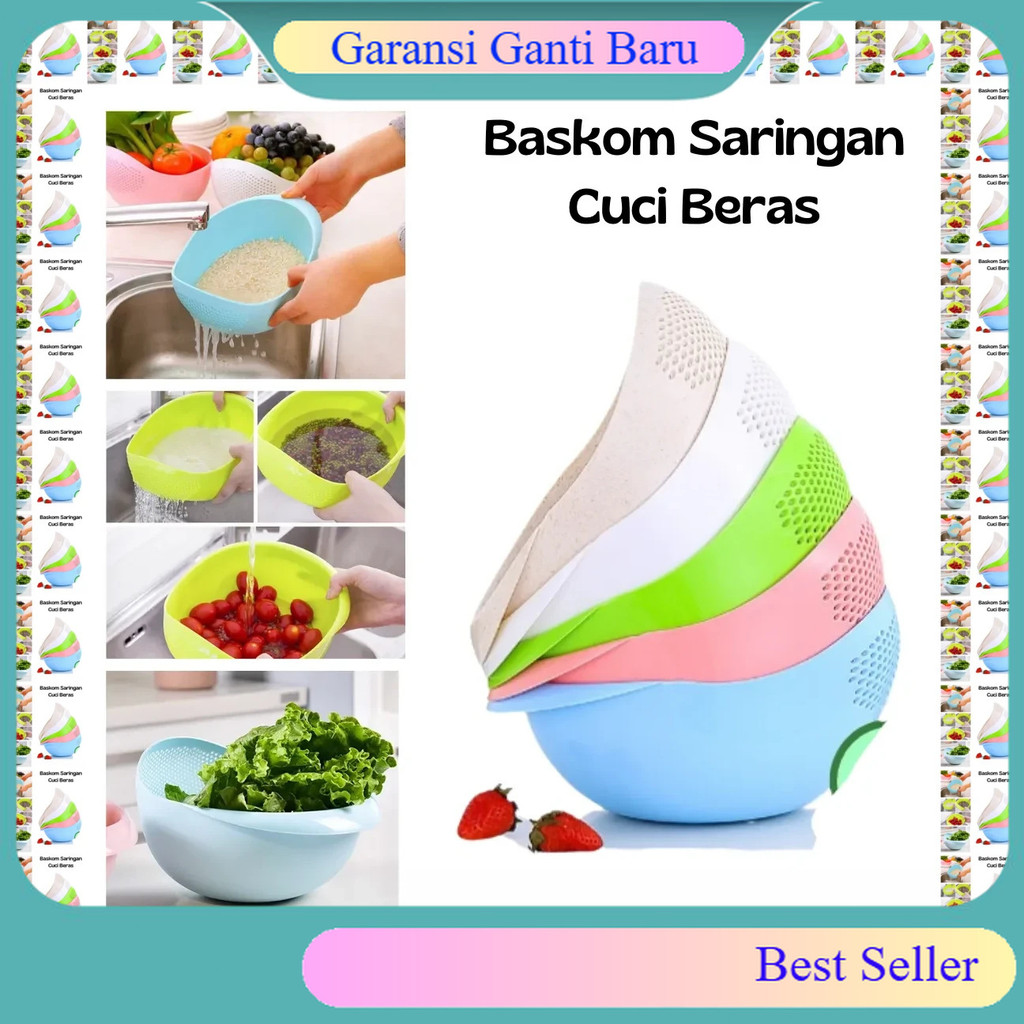 Wadah Baskom Cuci Beras Sayur  Buah Serbaguna Bak Alat Cuci Beras Buah Saringan Buah Dan Sayur Besar