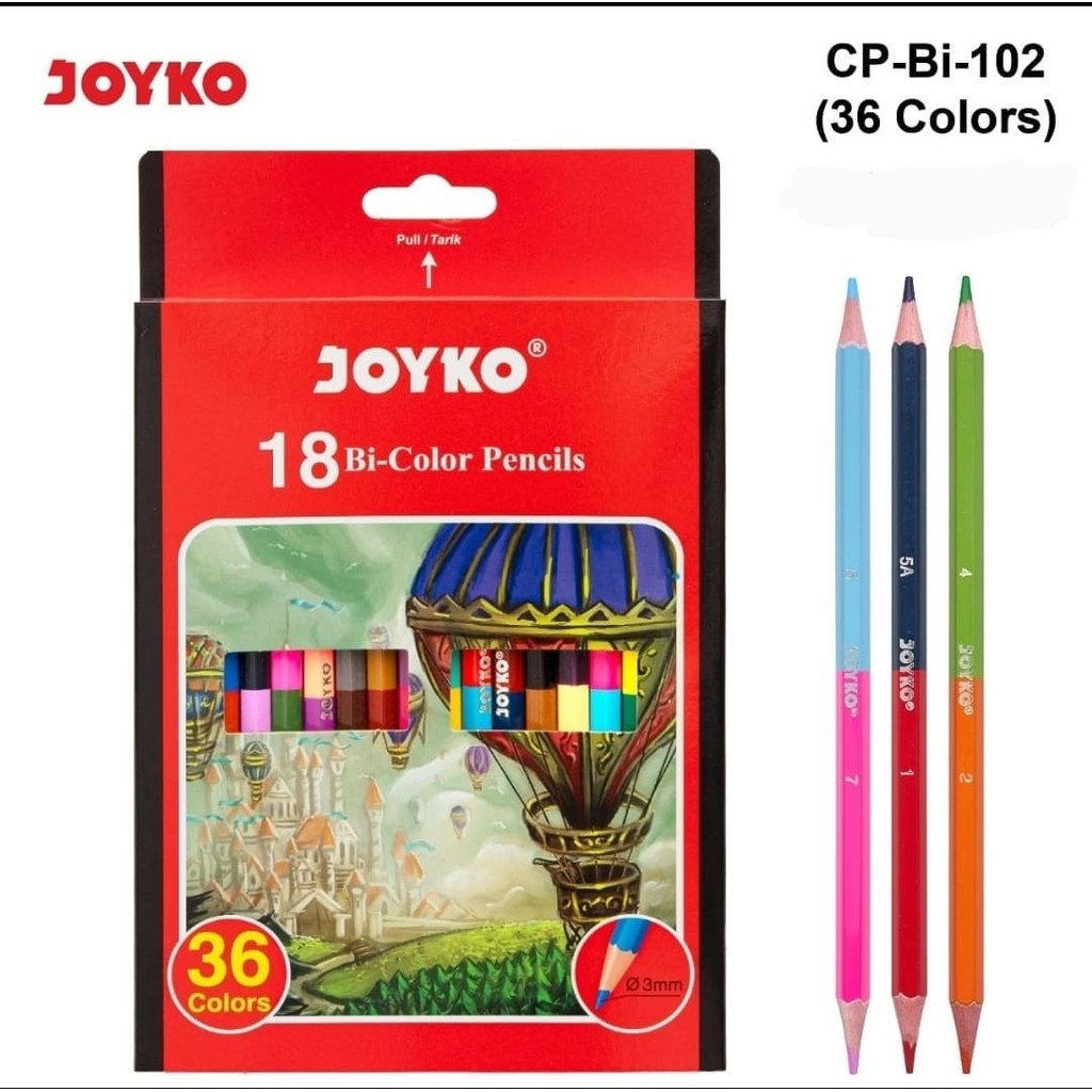 

Pensil Warna BiColor JOYKO CP-BI102 DUO/ Bi-color 2 sisi 36 Dual Color CPBi102