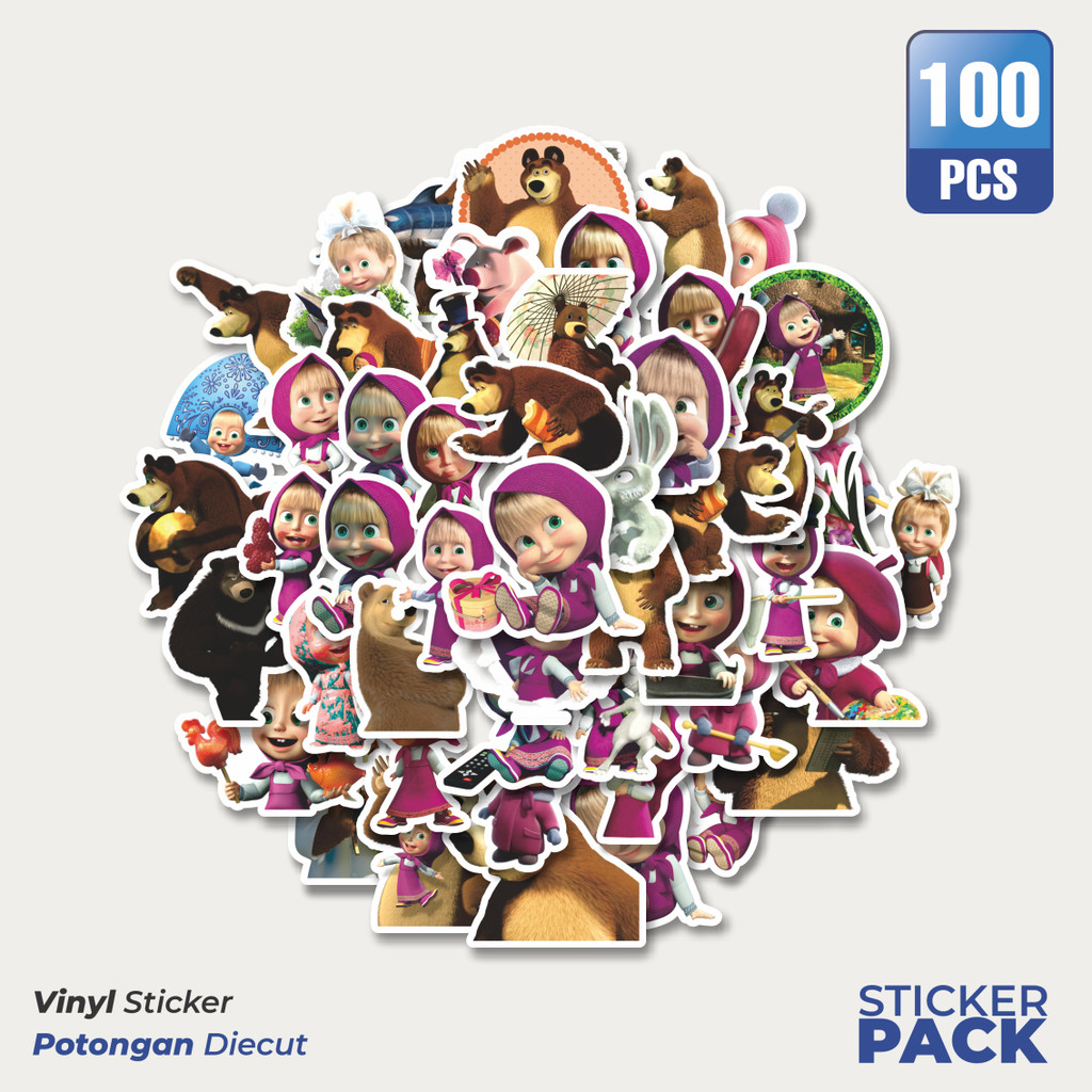 

Stiker Vinyl Stiker Kartun Series Masha And The Bear V2 Waterproof Aesthetic- Untuk Laptop, Motor, dan Helm - Paper Stationery Pack