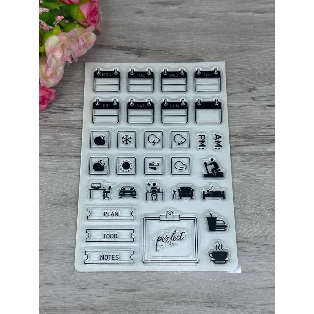 

2024 new CLEAR STAMP Plan icon DIY Scrapbook Card album paper craft silicon rubber roller transparent stamps