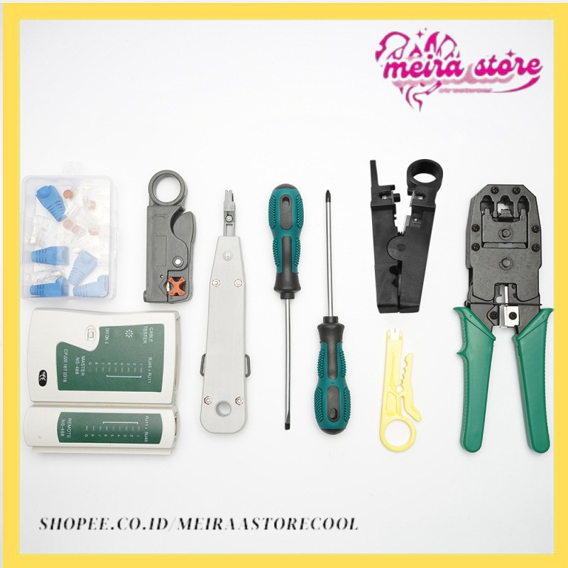 14pcs Network Hardware Bag Portable Tool Network LAN Cable Crimper Pliers Tools Kit Network Repairin