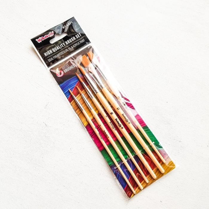 

Kuas Lukis Butterfly set 6pcs BT-ART1 / Paint Brush - Warna