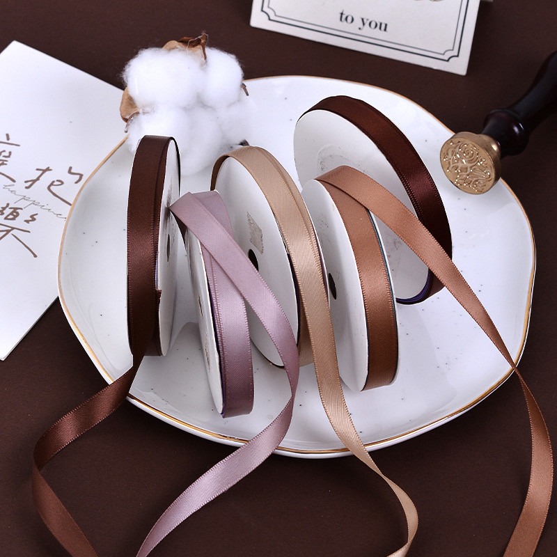 

YAMA 100yards/lot 6 9 mm Double Face Satin Ribbon Gold Brown Ribbons 16 colors for Party Wedding Decoration Handmade Rose Gifts
