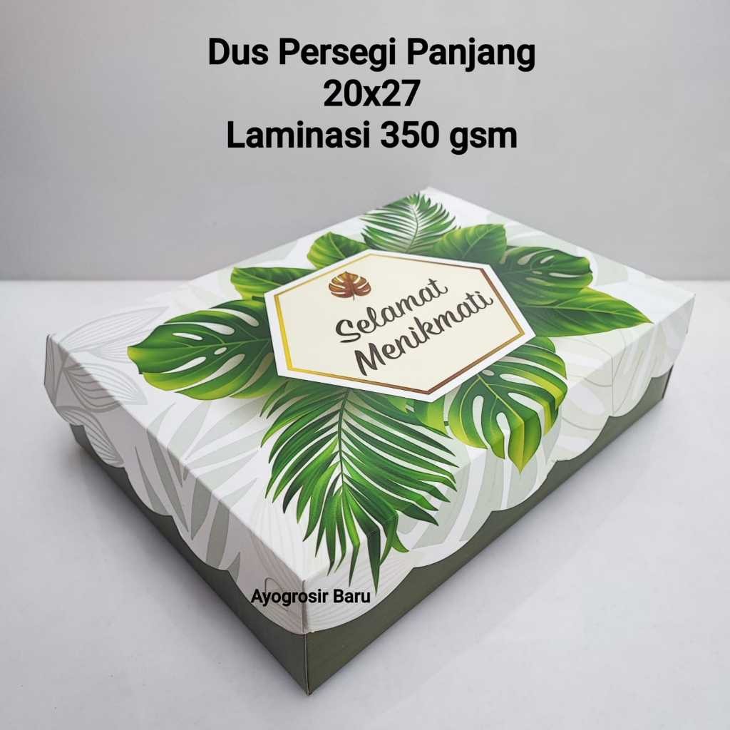 ASOY24.SHOP Dus Nasi PREMIUM 20x27 Persegi Panjang isi 50 pcs Motif Rustic Green Box Besek Tutup Sam