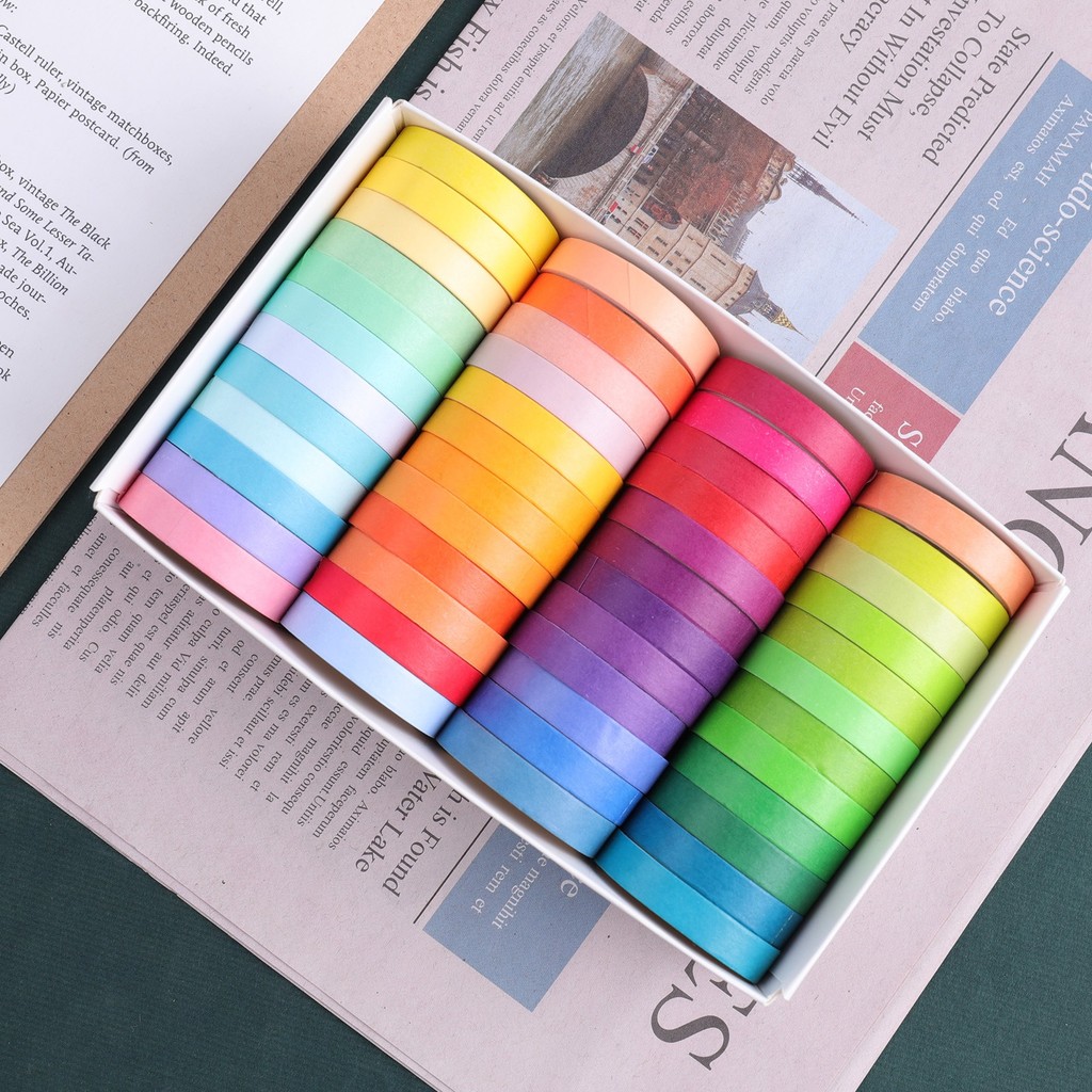 

48 Rolls Washi Tape Sets Masking Tape 8 mm Wide Solid Color Rainbow Decorative journaling Scrapbooking School Office Supplies