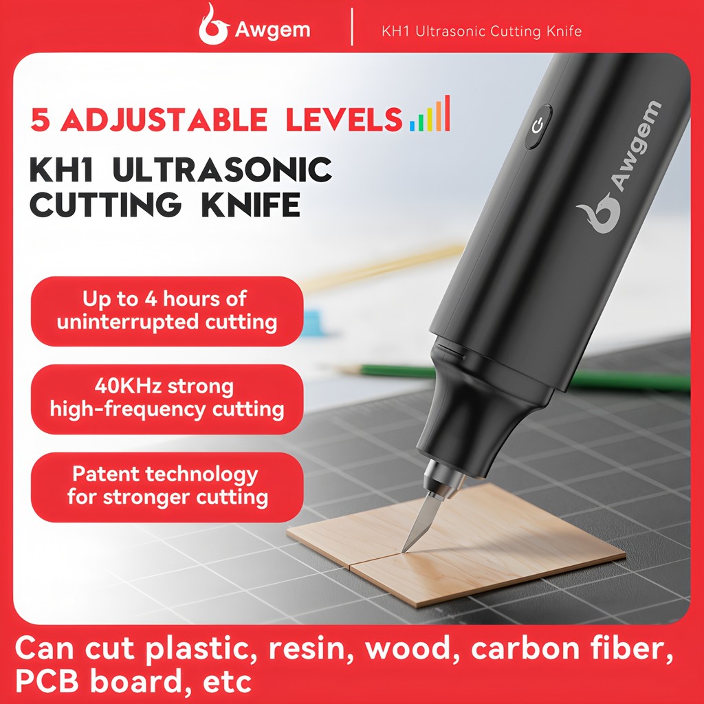 

Awgem 40KHz Handheld Ultrasonic Cutter Ultrasonic cutting knife DIY Electric Carving Tool for Plastic/Resin/3D Printing/Textile