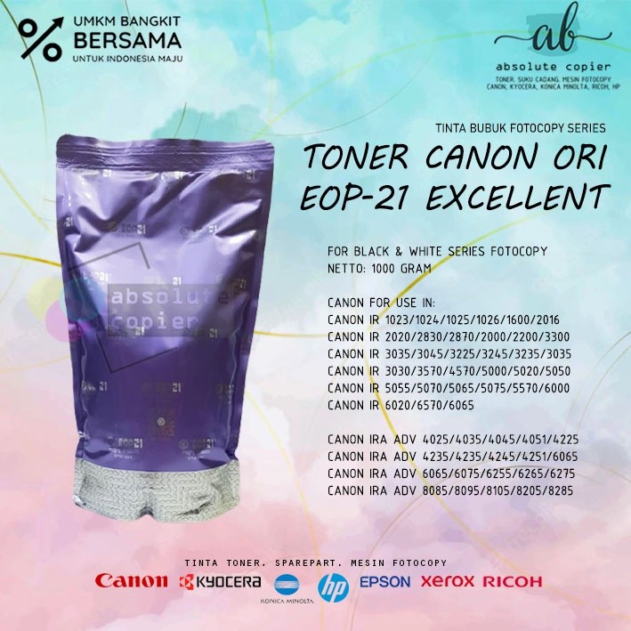 

Toner Canon EOP 21 EOP21 Tinta Bubuk Fotocopy IR 2870 3045 3030 4570 5000 6000 5020 6020 6570 5070 5055 IRA ADV 4025 4051 4225 6065 6275 Original Absolutecopier