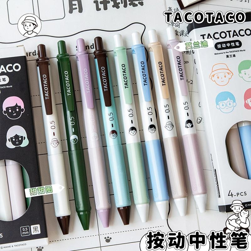

Pocket Gel Press Pen Ballpoint Enak Dipakai COLORFUL TACO TACO Warna Hitam Office Pens