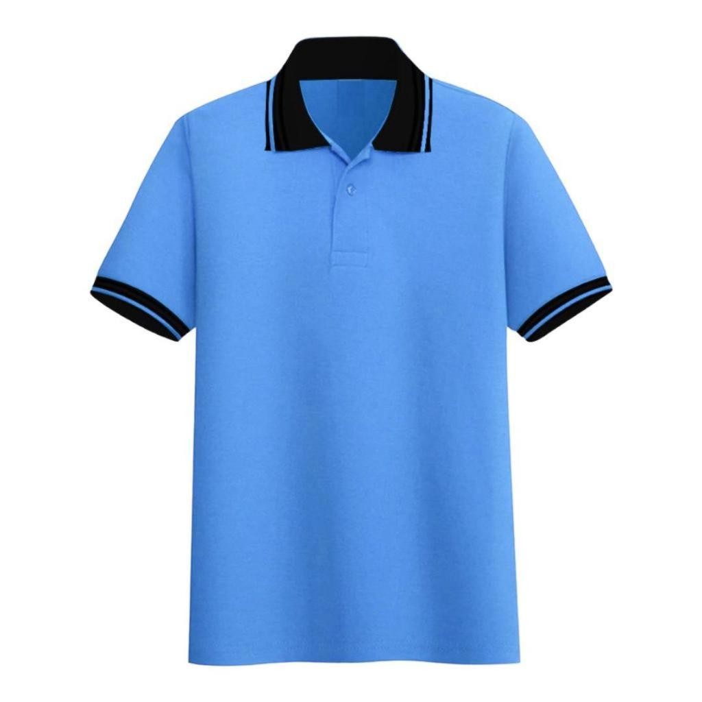 Al Azzam Kaos polos Biru Laut polo shirt kerah kombinasi | kaos seragam polos kerah pria