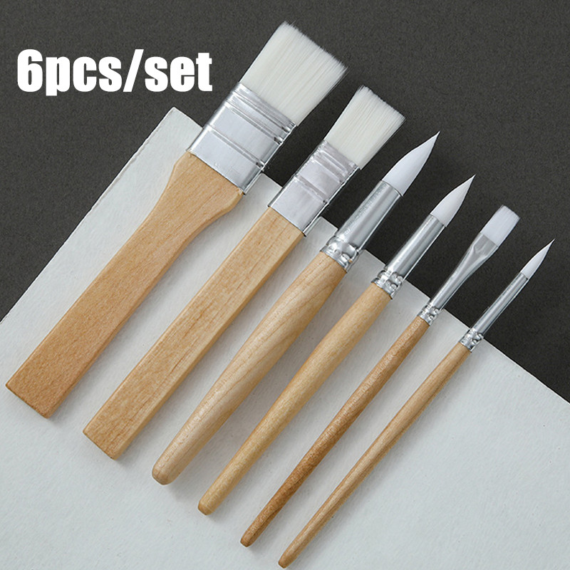 

Kuas Cat Set 6 pcs Kuas Lukis Nylon Wooden Handle Kuas Lukis Kuas Melukis Cat Air Acrylic Dll