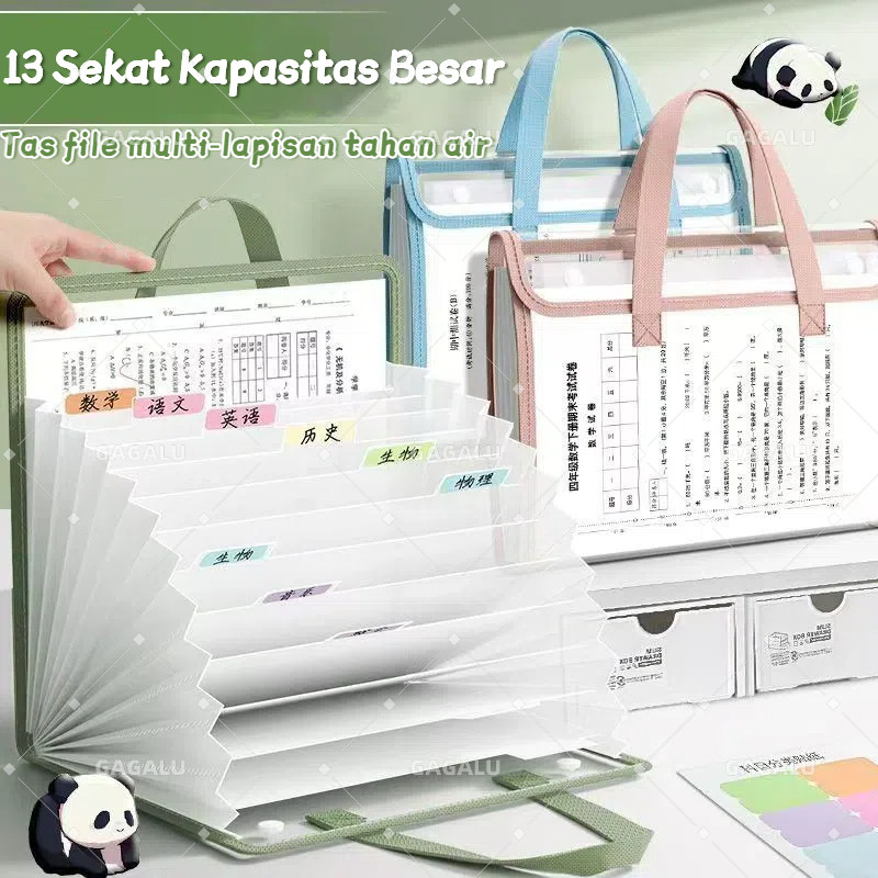 

GAGALU 13 Sekat Transparan File Folder Document Bag Tas Dokumen File A4 Ukuran Folio Tas Berkas Dokumen Map Folder Bag