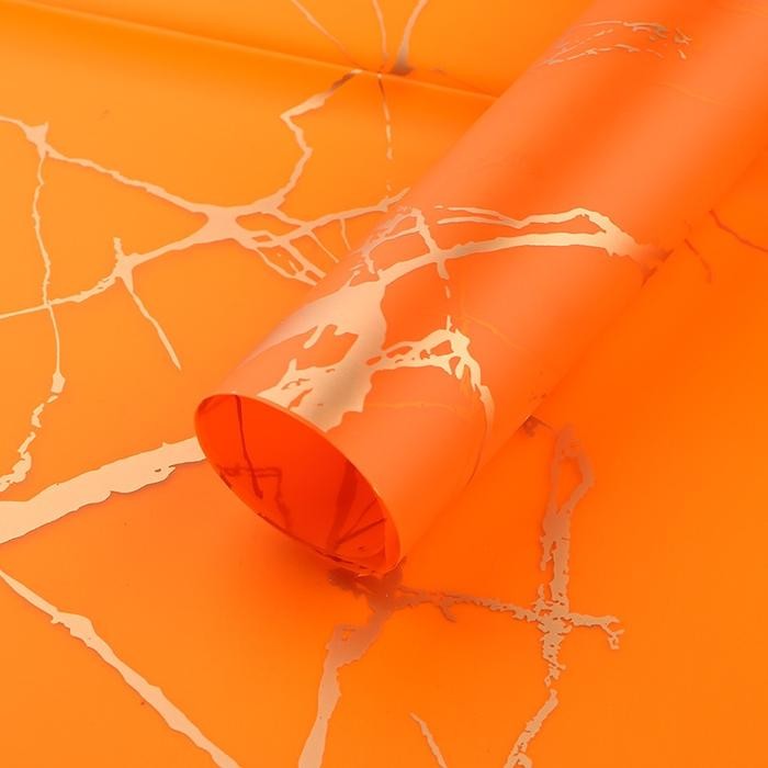 

TERBARU!! Kertas Bunga Marble Cellophane Wrapping Paper Buket Pembungkus Anti Air - Motif Marmer - Orange