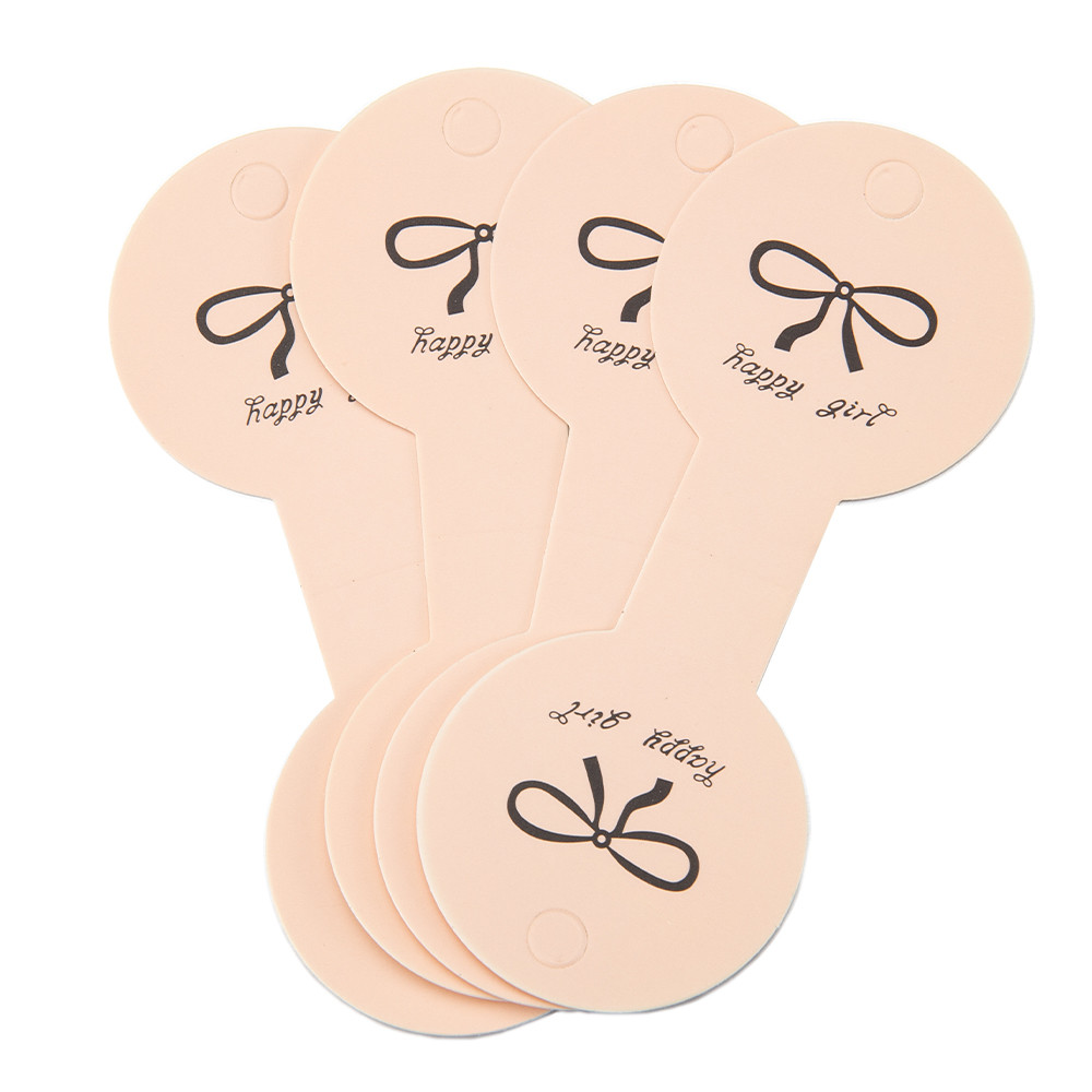 

50pcs 4x10cm Necklace Display Cards Bracelet Hair Rope Packing Cards Pink Bow Hanging Cards for DIY Jewelry Retail Price Tags