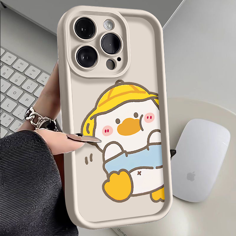 Bebek lucu Casing Untuk IPhone 16 11 15 13 14 12 Pro Max 7Plus 8Plus SE 2020 XR X XS Max 16 7 8 6S 1